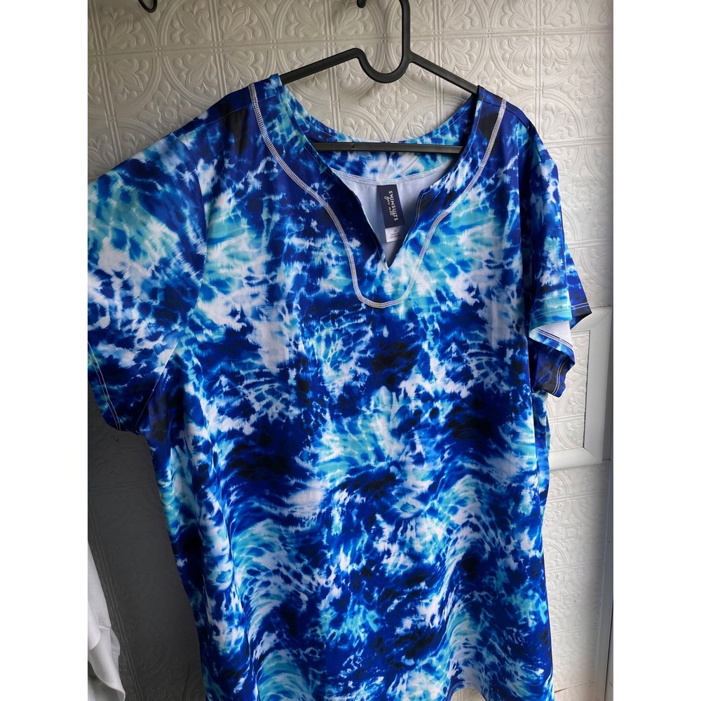 Swimsuits For All Swim 365 Blue and white tie dye coverup plus size 30 NWOT